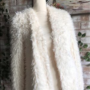 White/cream fuzzy furry cardigan
